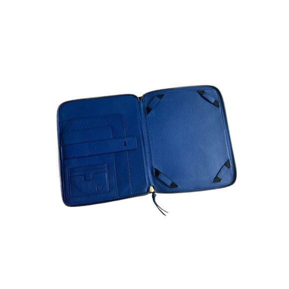 DVF Diane Von Furstenberg Blue Pebble Leather Ipad Cover Case - Picture 3 of 9